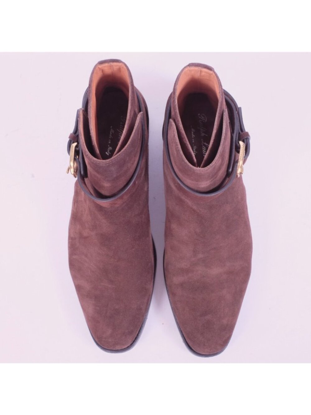 Ralph Lauren Purple Label 8.5 Ankle Boots Welington brown suede ankle strap - Picture 7 of 11